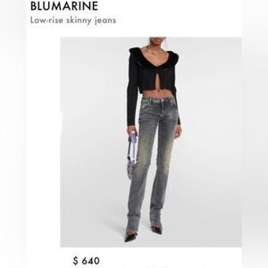 Blumarine Designer Italian Skinny Jeans Distressed Black/Gray Women size 8/44